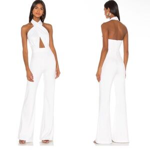 Amanda Uprichard White Halter Wide-Leg Jumpsuit